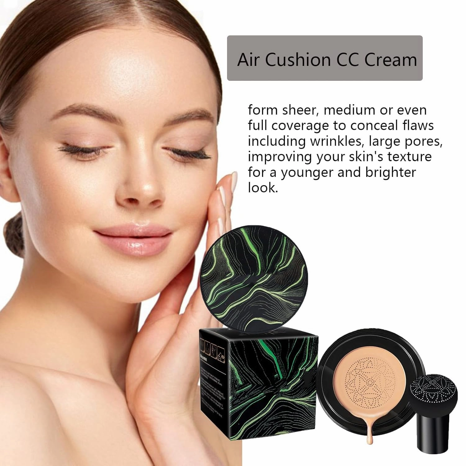 Honey And Pine- Honey And Pine Cc Cream, Honey & Pine Makeup, Honey And Pine Air Cushion Cc Cream, Honey And Pine Foundation, Moisture Cushion For Dark Circles (Natural Dark skin, One size)