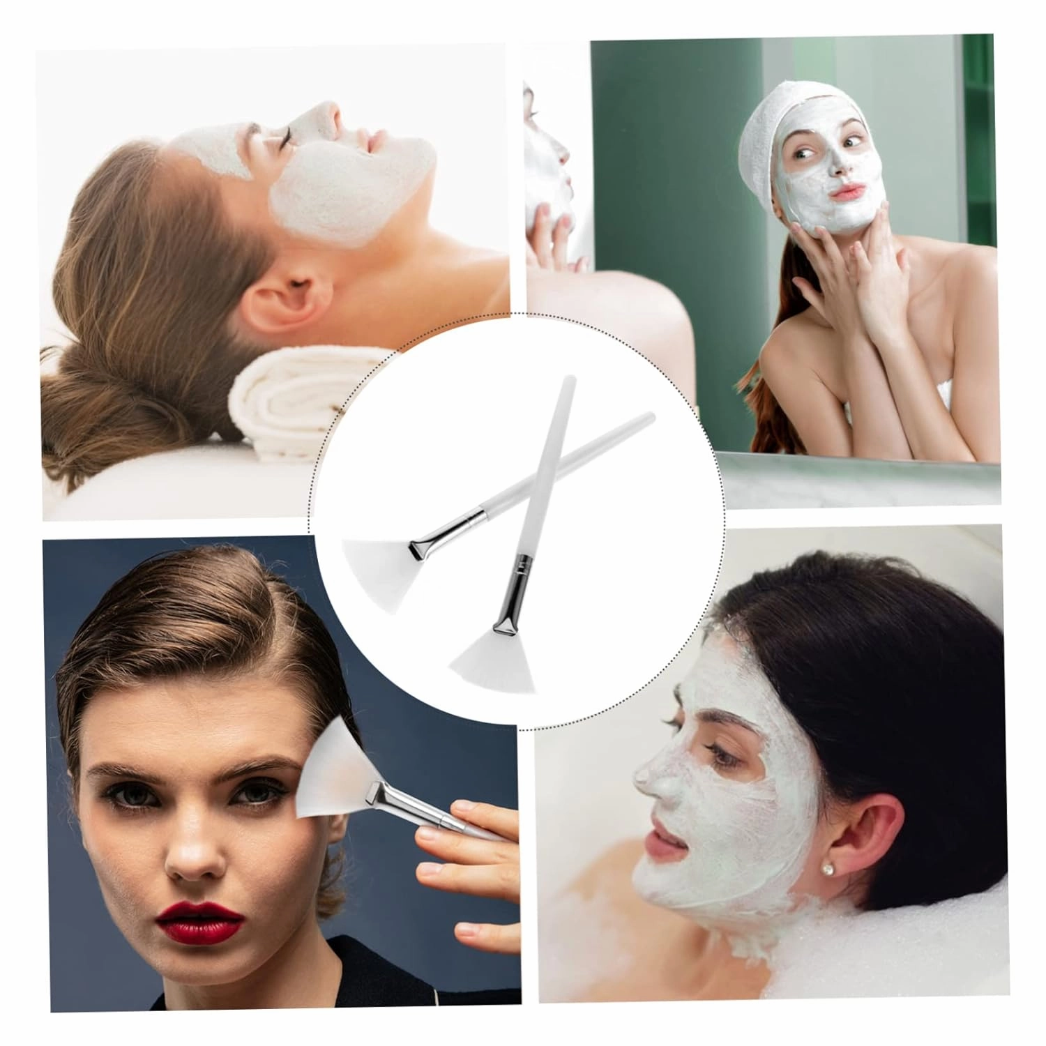 Housoutil 12pcs Ergonomic Facial Mask Brushes for Skin Treatment Precision Applicator for Makeup Supplies for Smooth Coverage and Waste Reduction