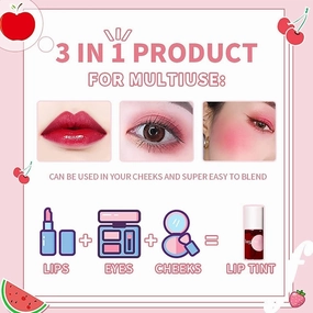 HR Rsen-tera Multipot Colors Lip Stain Tint, Rose Lip Glossy Finish Moisturizing Blush Tinted for Cheek & Lip, Vivid Color, High Pigment Mini Liquid Lipstick Makeup With Lip Balm