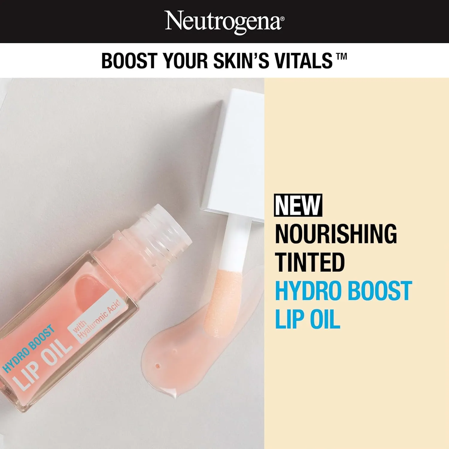 Hydro Boost Tinted Lip Oil with Hyaluronic Acid, Glossy Lip Oil Designed to Hydrate & Nourish Lips While Bringing Out Their Natural Color, Light Pink, .2 Oz