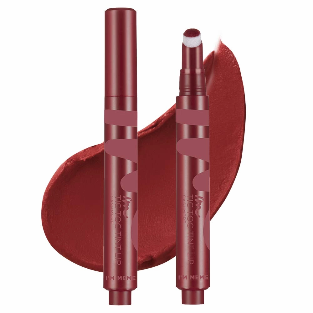 I'M MEME Lipstick - Tictoc Tint Lip Cashmere | Natural Pigmentation, Matte Finish, Daily Use, 015 Cherry Coco Beret, 0.08 Oz
