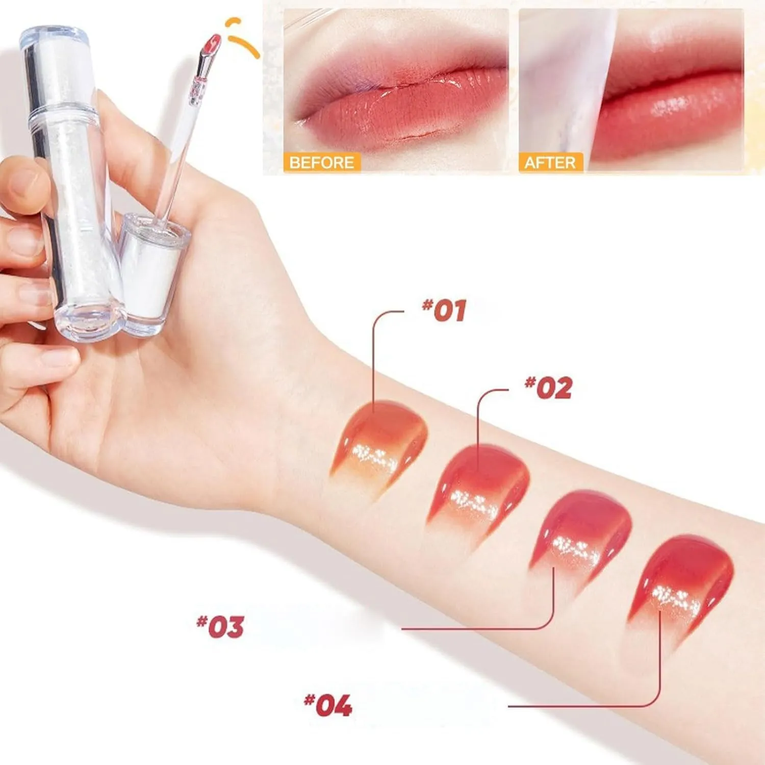 Ice Watery Lip Gloss,Mirror Tea Light Lip Glaze,Glasting Water Gloss,Lip Gloss Metal Applicator, Lip Hydrating Non-sticky Lip Gloss,Moisturizing Lip Oil No Sticky (11, 1pcs)