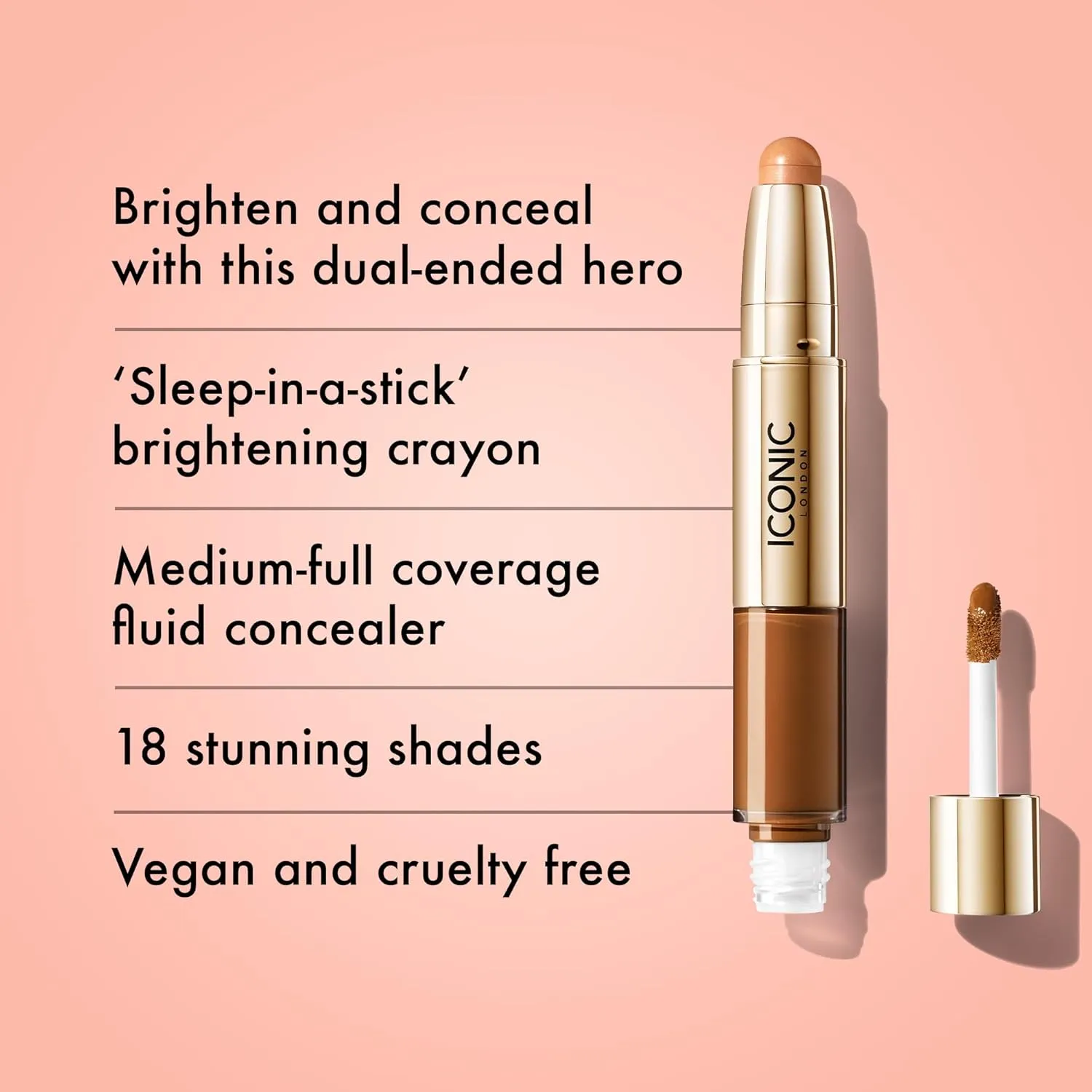 ICONIC LONDON Radiant Concealer & Brightening Duo | Creamy Liquid   Brightening Crayon Dual Ended Concealer, Cruelty Free, Vegan Makeup