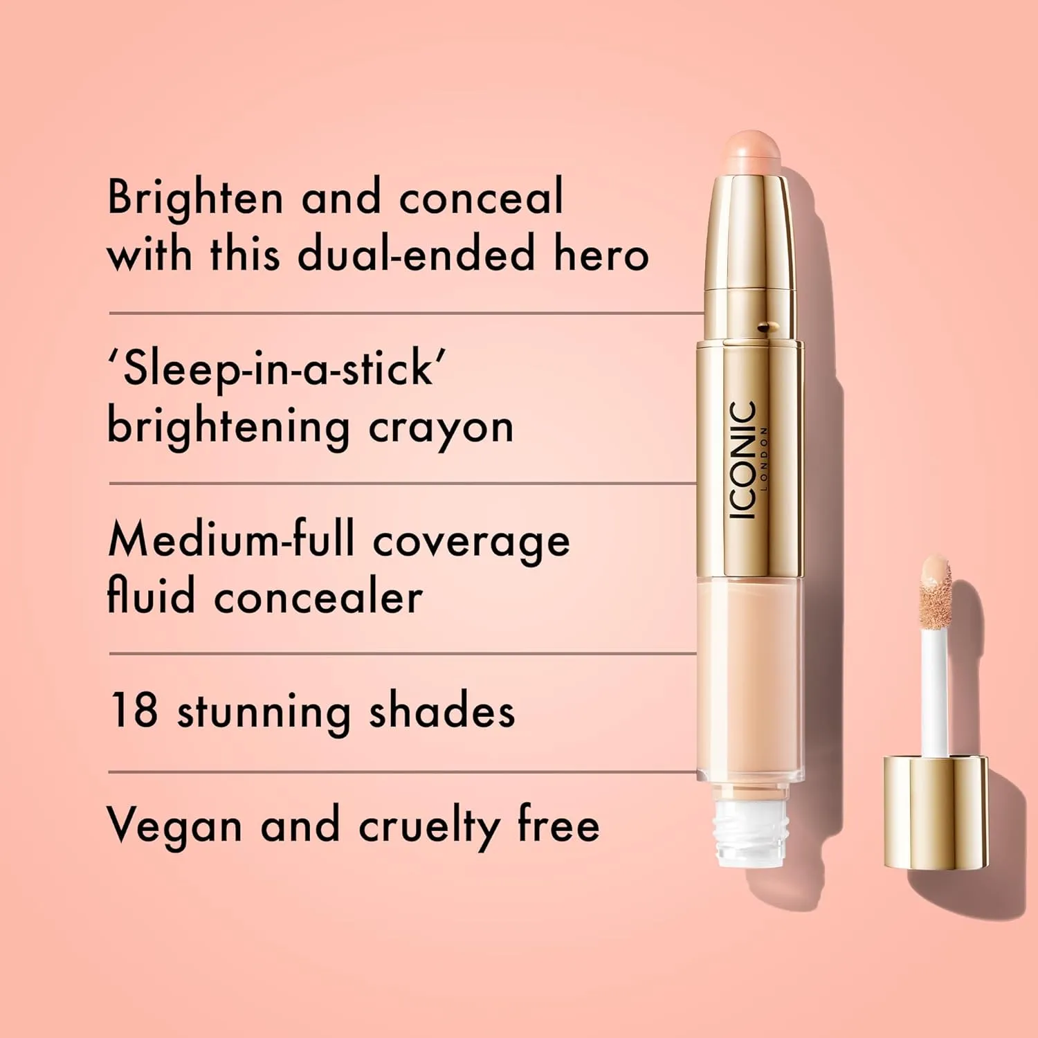 ICONIC LONDON Radiant Concealer & Brightening Duo | Creamy Liquid   Brightening Crayon Dual Ended Concealer, Cruelty Free, Vegan Makeup