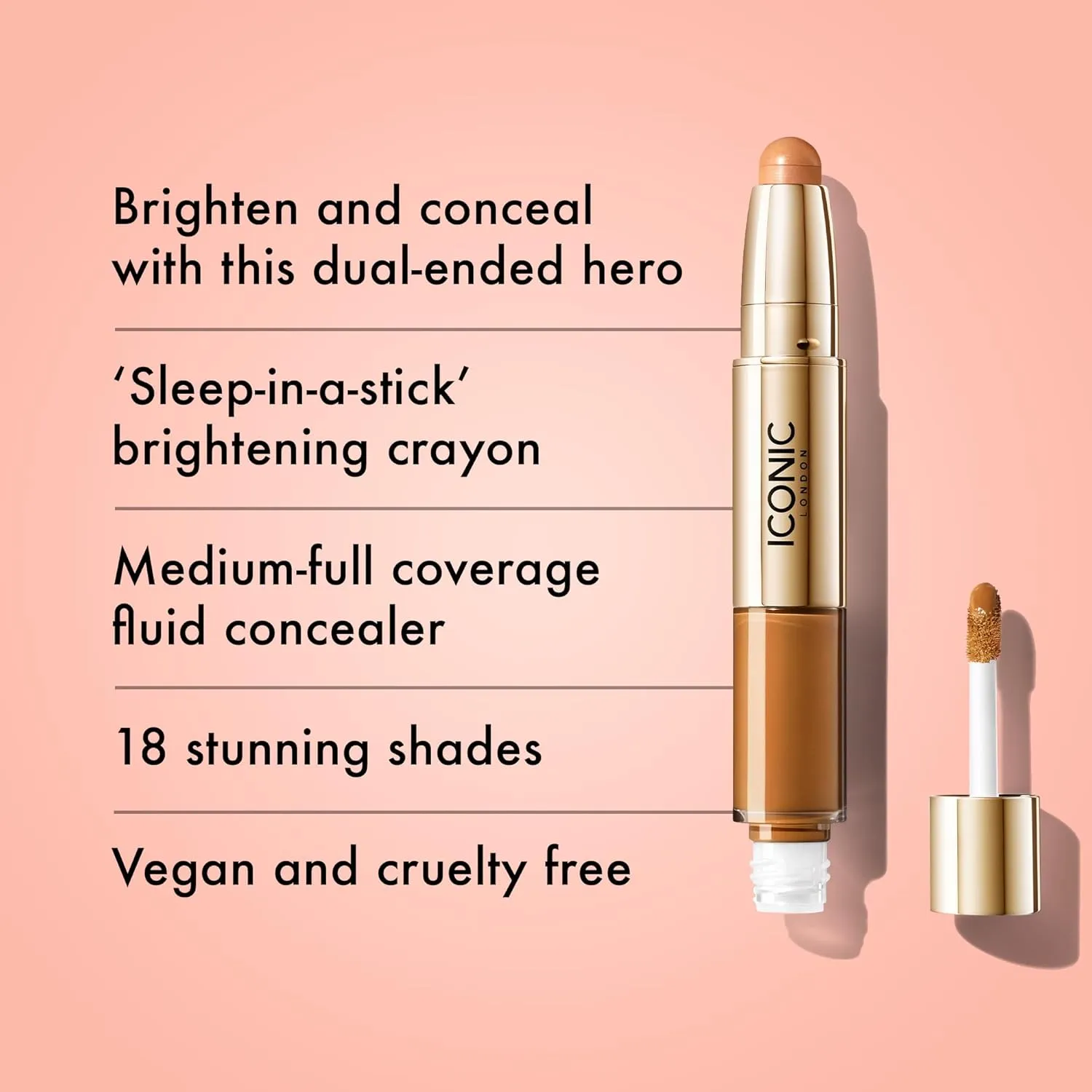 ICONIC LONDON Radiant Concealer & Brightening Duo | Creamy Liquid   Brightening Crayon Dual Ended Concealer, Cruelty Free, Vegan Makeup