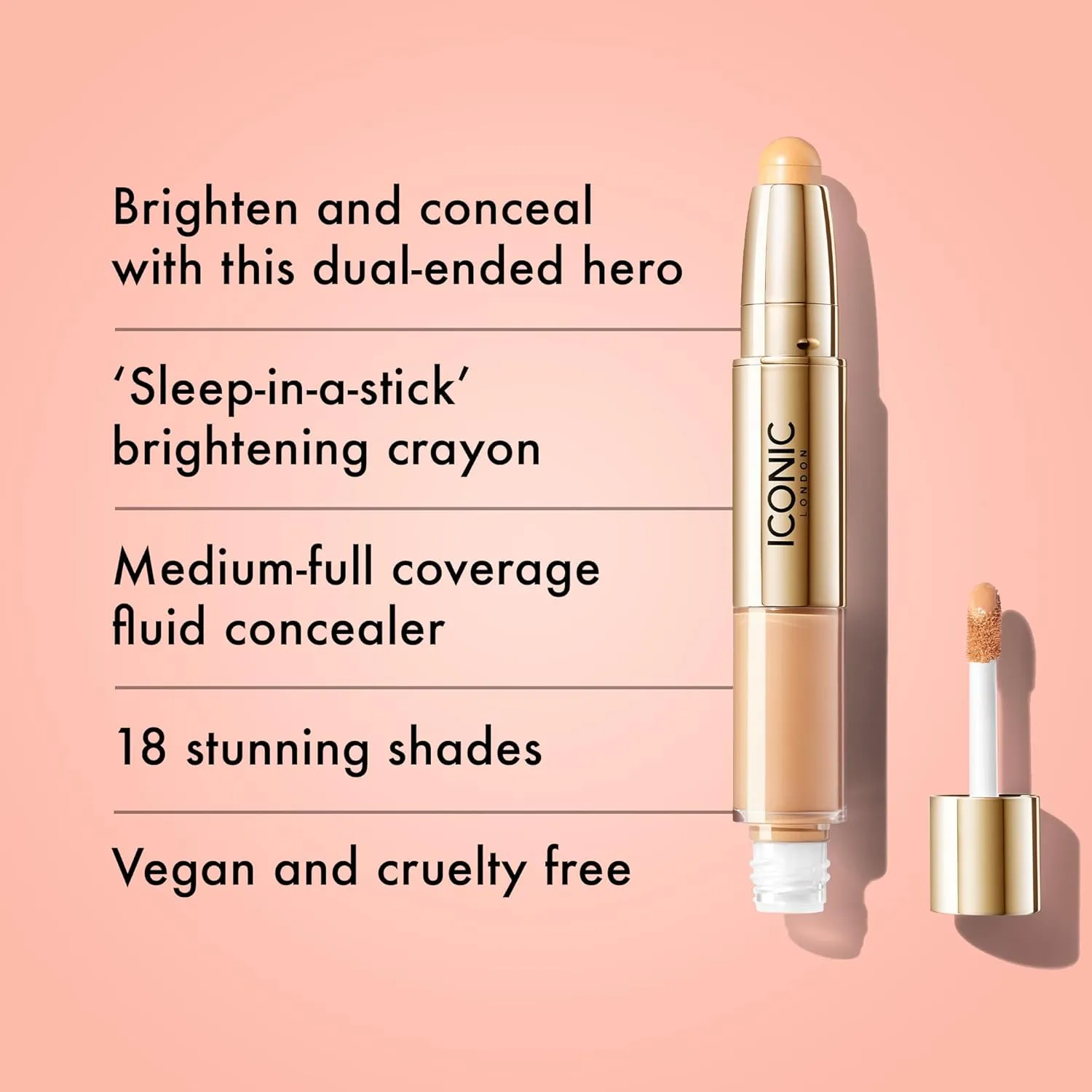 ICONIC LONDON Radiant Concealer & Brightening Duo | Creamy Liquid   Brightening Crayon Dual Ended Concealer, Cruelty Free, Vegan Makeup