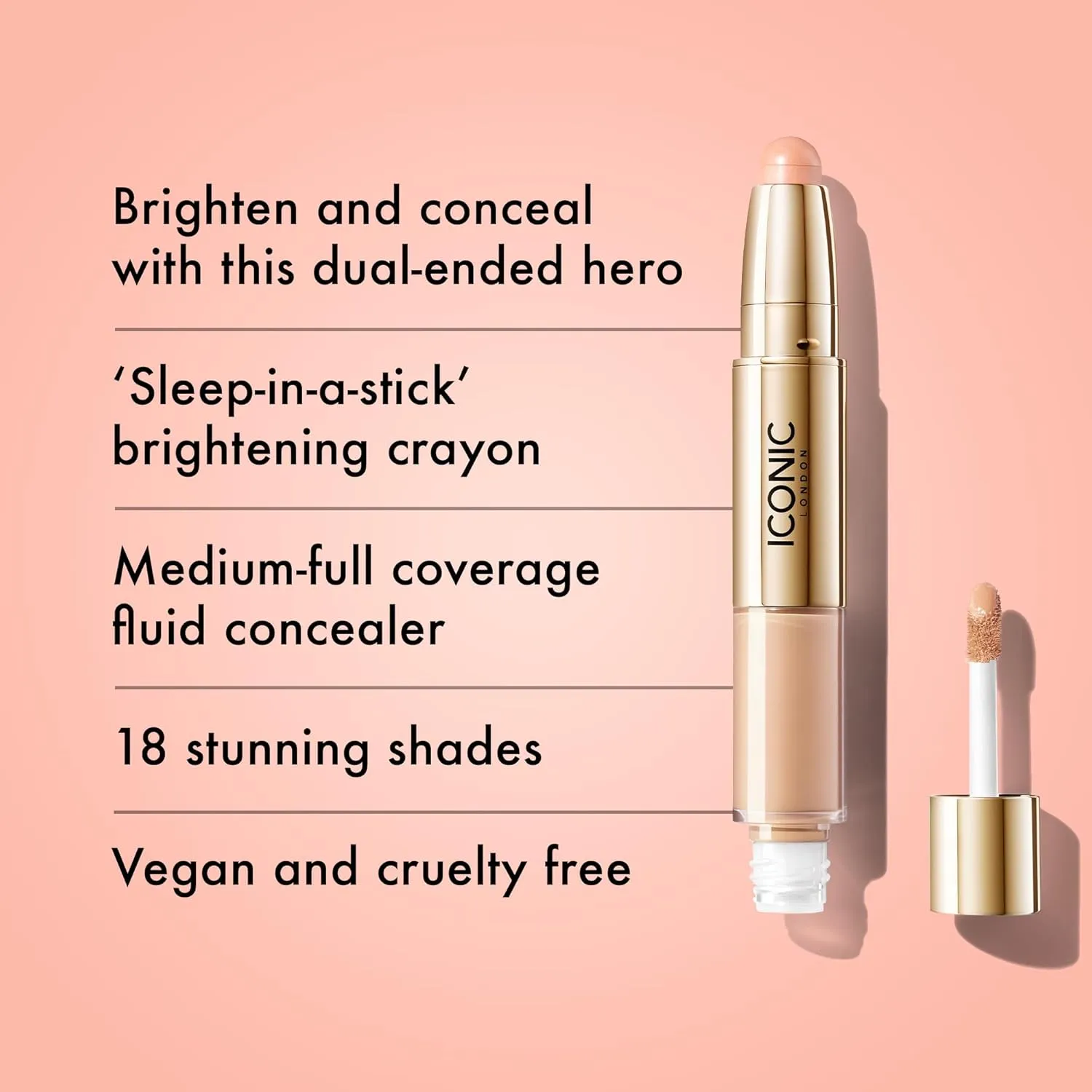 ICONIC LONDON Radiant Concealer & Brightening Duo | Creamy Liquid   Brightening Crayon Dual Ended Concealer, Cruelty Free, Vegan Makeup