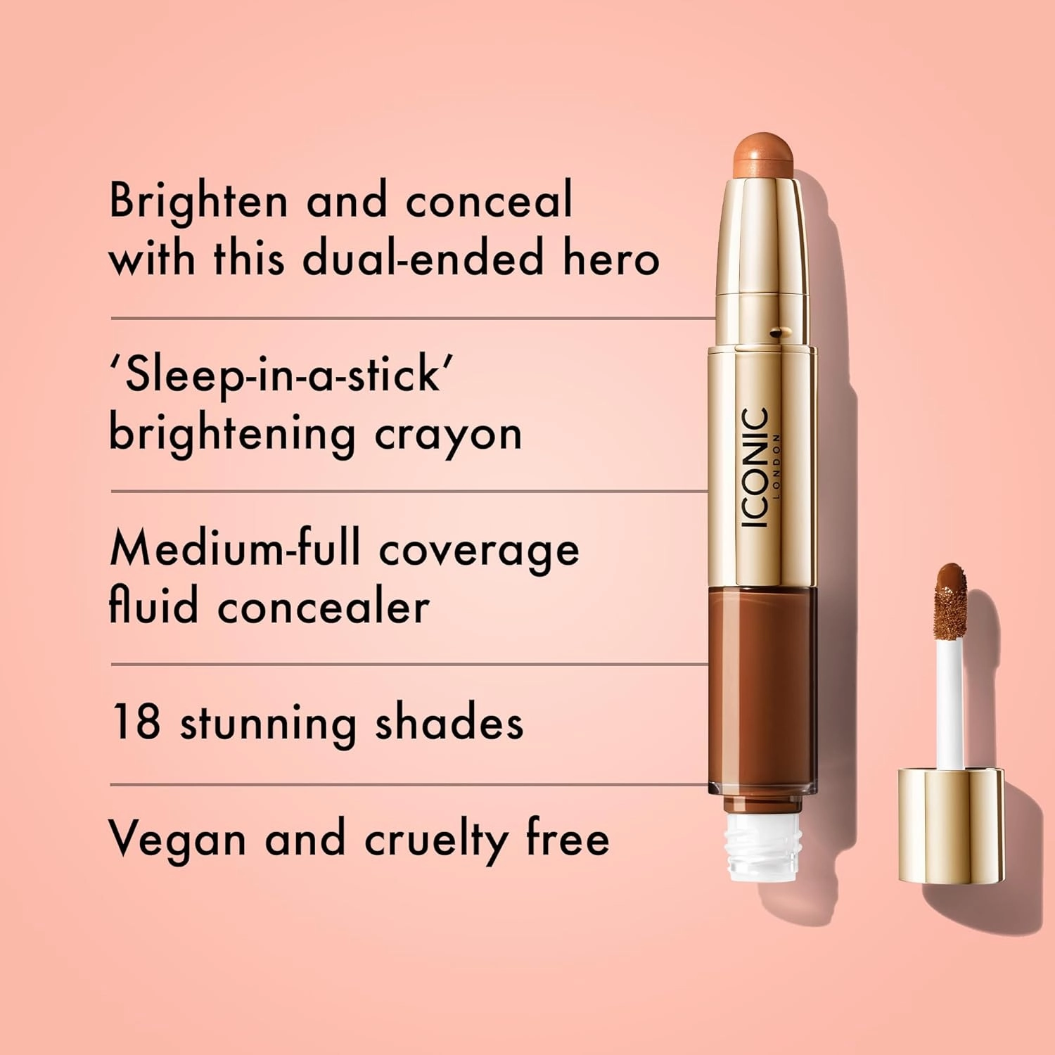 ICONIC LONDON Radiant Concealer & Brightening Duo | Creamy Liquid   Brightening Crayon Dual Ended Concealer, Cruelty Free, Vegan Makeup