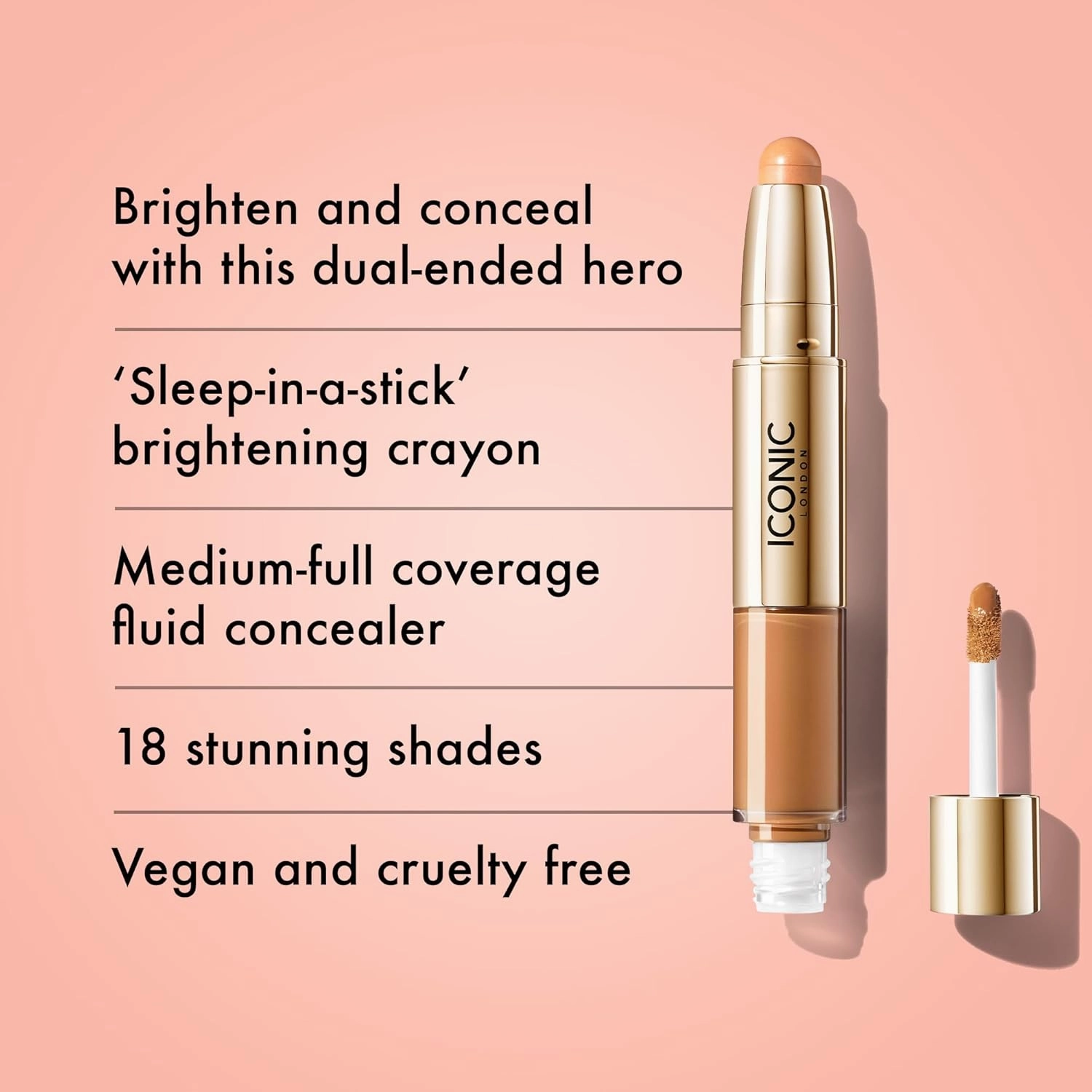 ICONIC LONDON Radiant Concealer & Brightening Duo | Creamy Liquid   Brightening Crayon Dual Ended Concealer, Cruelty Free, Vegan Makeup