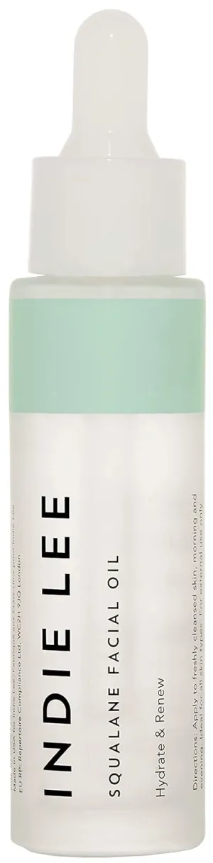 Indie Lee 100% Squalane Oil - Daily Face Oil & Hydrating Moisturizer for Dry Skin, Fine Lines and Wrinkles - Even Skin Tone, Brighten & Improve Texture (30ml)