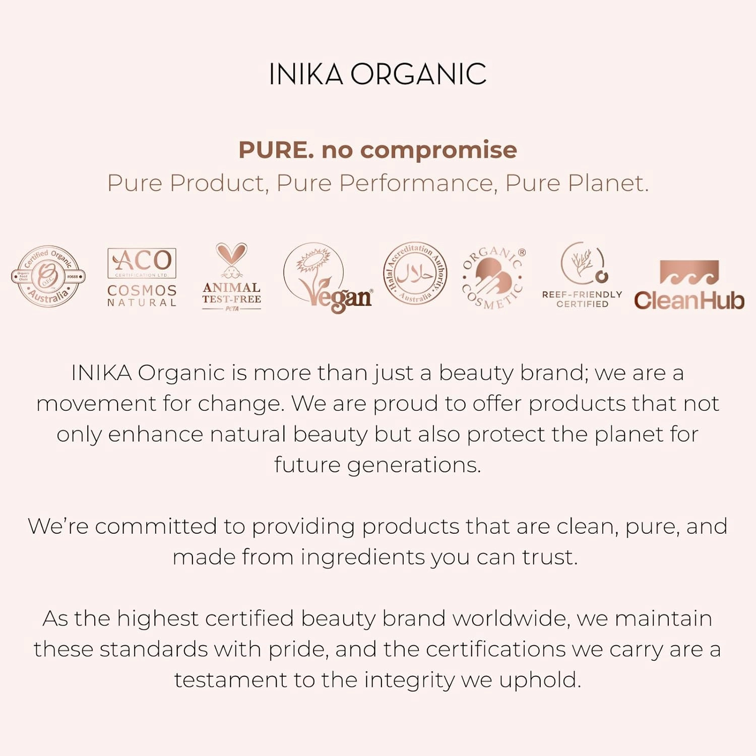 INIKA Organic Full Coverage Liquid Foundation Makeup with Hyaluronic Acid and Argan Oil, Vegan and Organic Foundation for Skin Elasticity and Plumpness, Natural Coverage, Cream, 30ml