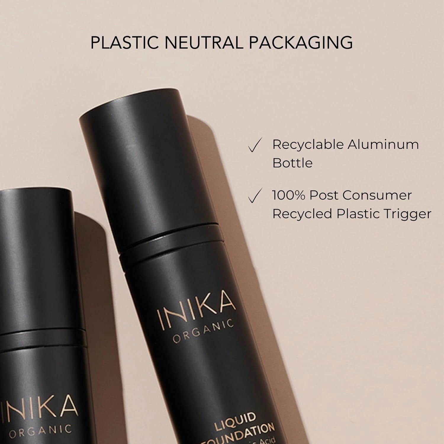INIKA Organic Full Coverage Liquid Foundation Makeup with Hyaluronic Acid and Argan Oil, Vegan and Organic Foundation for Skin Elasticity and Plumpness, Natural Coverage, Cream, 30ml