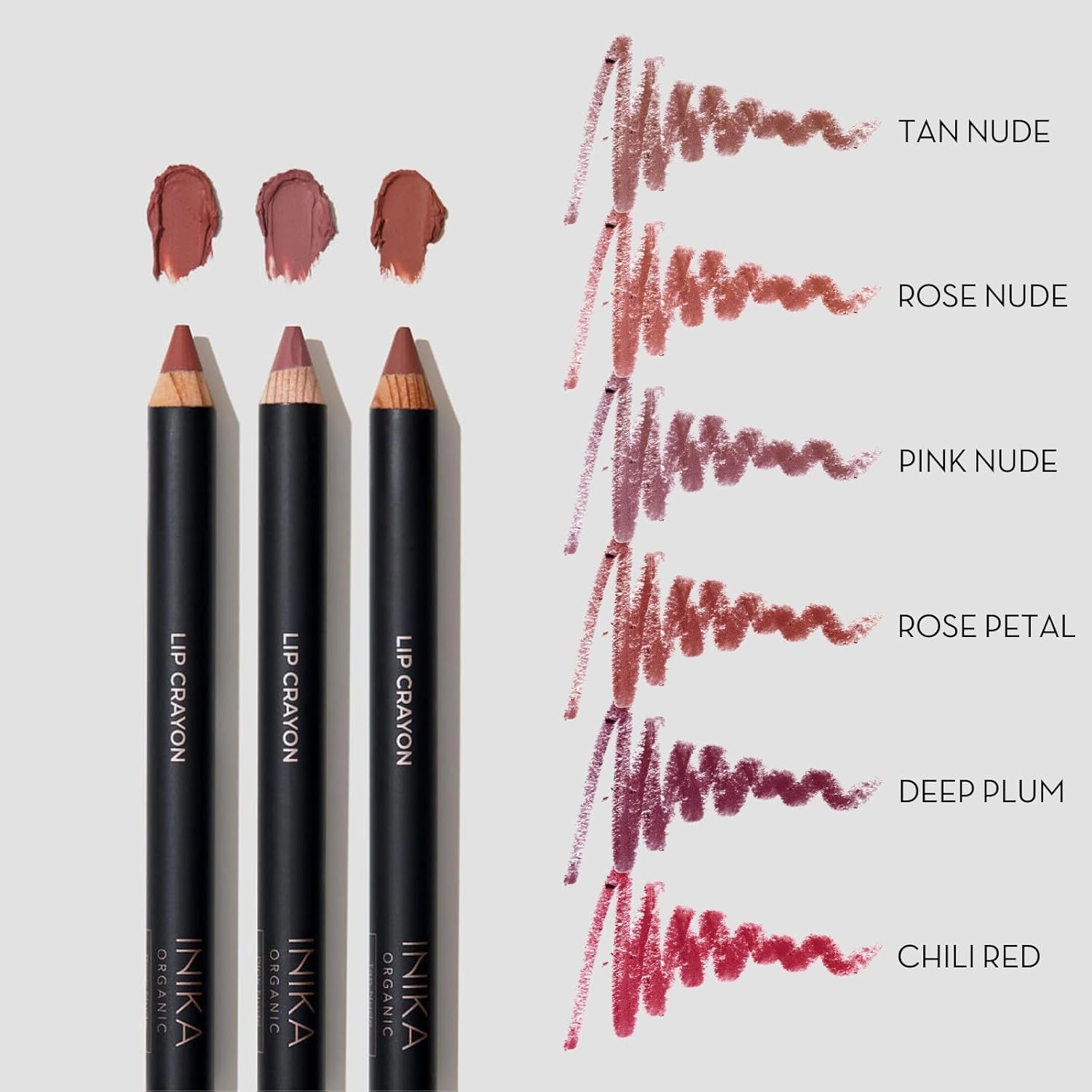 INIKA Organic Long Lasting Lipstick Crayon with Vegan Lipstick and Organic Lip Liner, Hypoallergenic, Cruelty-Free, Matte Finish, Enriched with Vitamin E and Coconut Oil, Rose Petal, 3 g