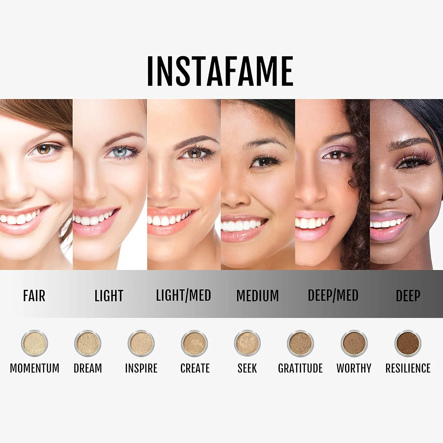 InstaFame Loose Mineral Foundation Powder, Full Coverage Matte With Natural SPF for Sensitive Skin, Dream