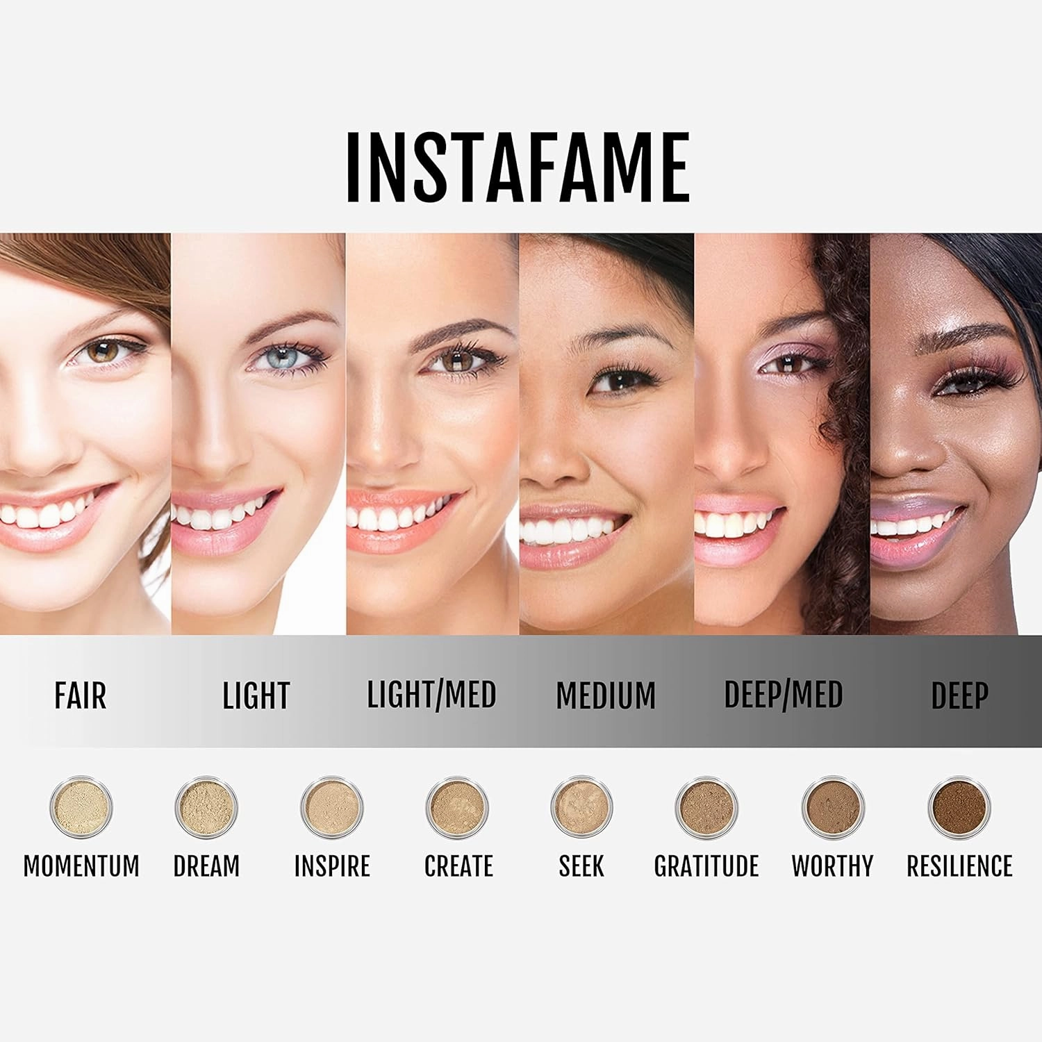 InstaFame Loose Mineral Foundation Powder, Full Coverage Matte With Natural SPF for Sensitive Skin, Gratitude