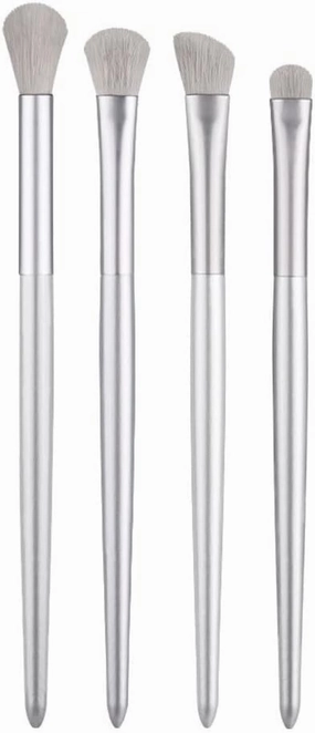 IOCCIOBB 4Pcs Silver Eyeshadow Makeup Brushes Set Portable Concealer Highlighter Blending Nose Eye Shadow Brush Make Up Tools
