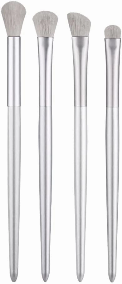 IOCCIOBB 4Pcs Silver Eyeshadow Makeup Brushes Set Portable Concealer Highlighter Blending Nose Eye Shadow Brush Make Up Tools