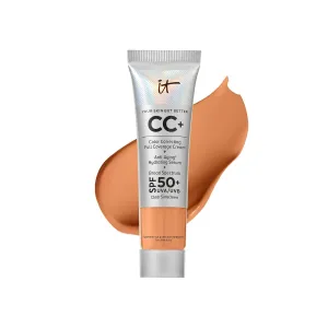 IT Cosmetics CC  Cream Travel - Full-Coverage Foundation With SPF 50, Color Corrector & Anti-Aging Serum, Formulated With Niacinamide & Hyaluronic Acid, Natural Finish, For All Skin Types, 0.4 fl oz