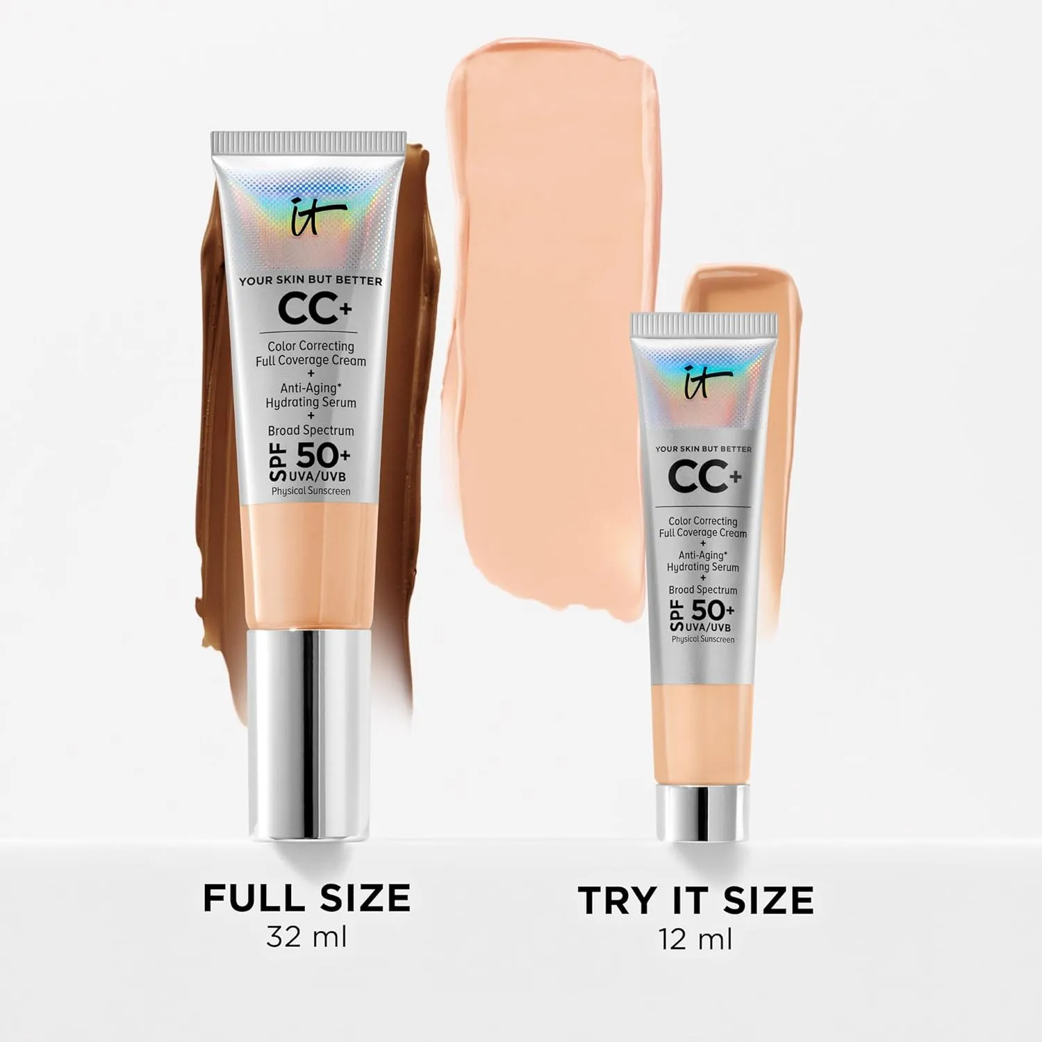 IT Cosmetics Your Skin But Better CC  Cream - Color Correcting Cream, Full-Coverage Foundation, Hydrating Serum & SPF 50  Sunscreen - Natural Finish - 1.08 fl oz