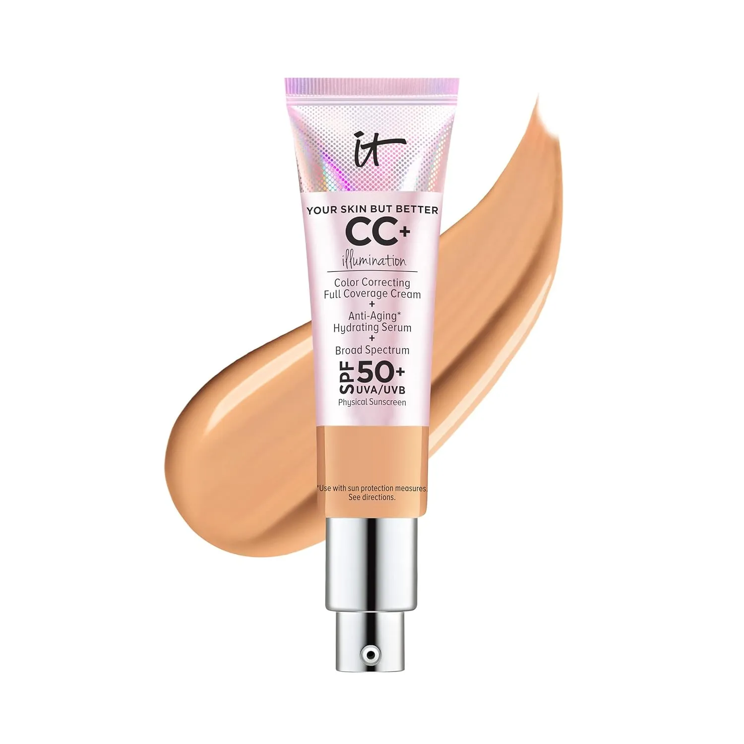 IT Cosmetics Your Skin But Better CC  Cream Illumination - Color Correcting Cream, Full-Coverage Foundation, Hydrating Serum & SPF 50  Sunscreen Radiant Finish 1.08 fl oz