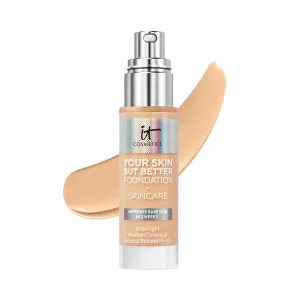 IT Cosmetics Your Skin But Better Foundation   Skincare - Hydrating Medium Buildable Coverage - Minimizes Pores & Imperfections - Natural Radiant Finish - With Hyaluronic Acid - 1.0 fl oz