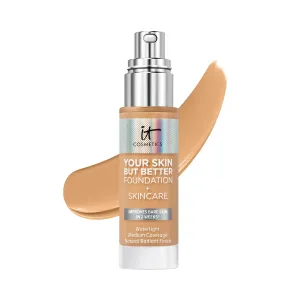 IT Cosmetics Your Skin But Better Foundation   Skincare - Hydrating Medium Buildable Coverage - Minimizes Pores & Imperfections - Natural Radiant Finish - With Hyaluronic Acid - 1.0 fl oz