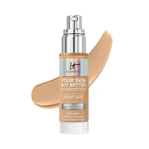 IT Cosmetics Your Skin But Better Foundation   Skincare - Hydrating Medium Buildable Coverage - Minimizes Pores & Imperfections - Natural Radiant Finish - With Hyaluronic Acid - 1.0 fl oz
