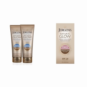 Jergens Natural Glow  FIRMING Self Tanner Body Lotion, Medium to Tan Skin Tone & Natural Glow Self Tanner Face Moisturizer, SPF 20 Facial Sunscreen