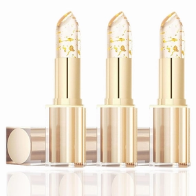 Jfxgjuv Transferproof Color Changing Lipstick,Gold Crystal Ph Lipsticks, Mood Lipstick Color Changing Long Lasting Moisturizing Lip Balm, 24 Hours Moisturizing Glossy Shine Lip Gloss for Women (3PCS)