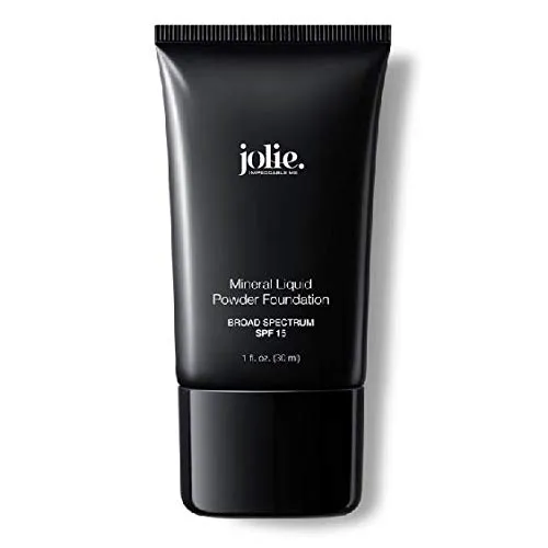 Jolie Liquid Powder Mineral Foundation, Super Silky Hydrating Oil-Free Makeup, SPF 15 Mineral Sunscreen & Primer - Vitamins A, C & E Antioxidants, For All Skin Types (Tender Beige)