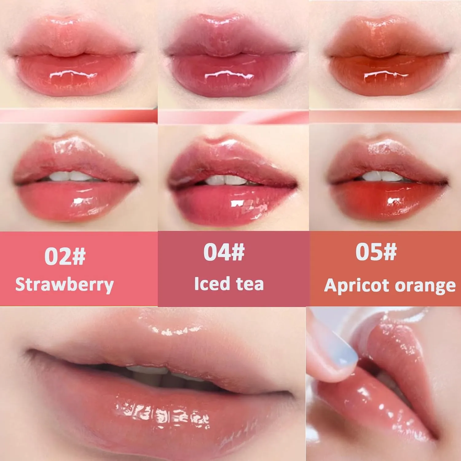 Judy Doll Lip Gloss, Judy Doll Ice Watery Lip Gloss, Judy Doll Lip Gloss Clear, Jelly Moisturizing Light Nonstick Tinted (02#)