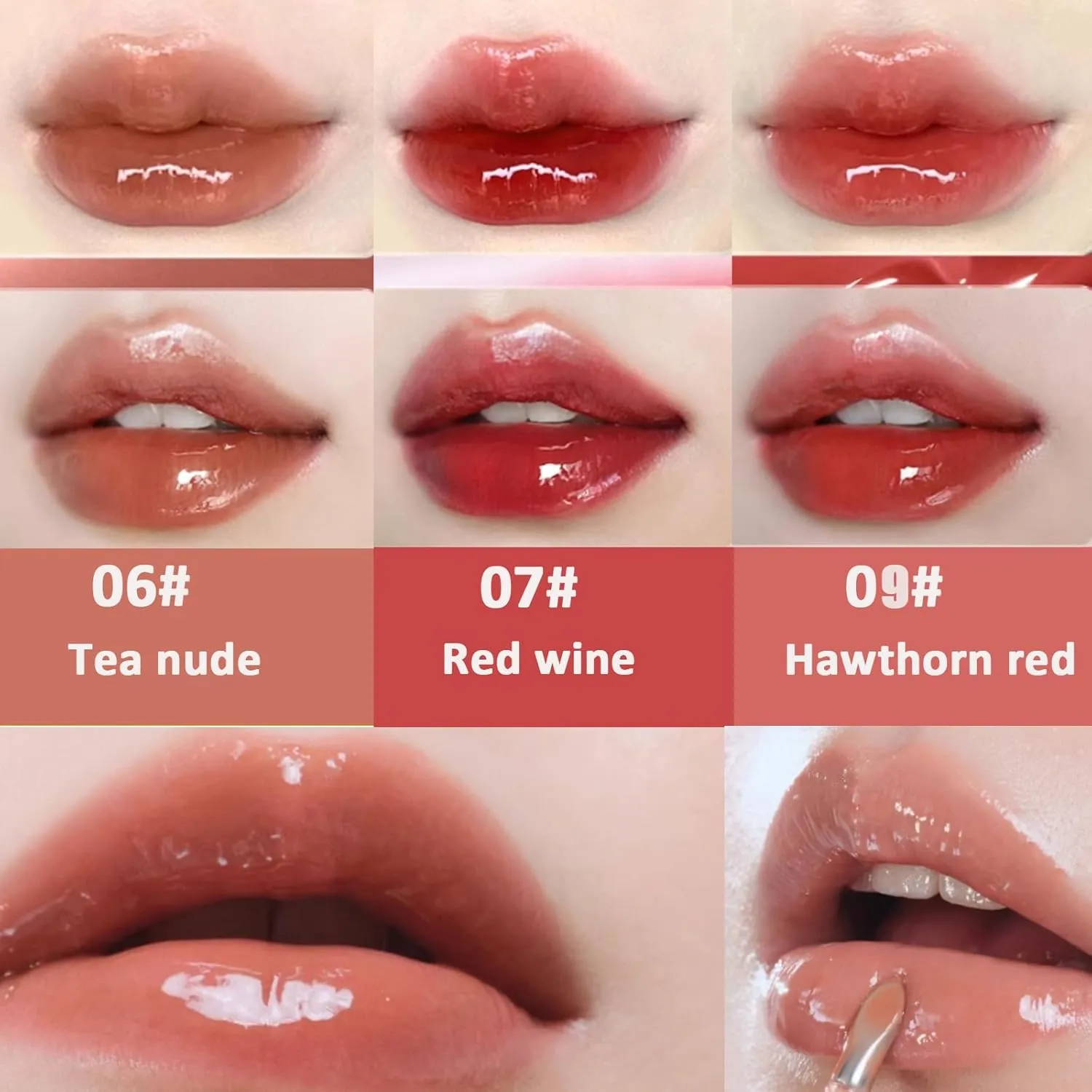 Judy Doll Lip Gloss, Judy Doll Ice Watery Lip Gloss, Judy Doll Lip Gloss Clear, Jelly Moisturizing Light Nonstick Tinted (02#)