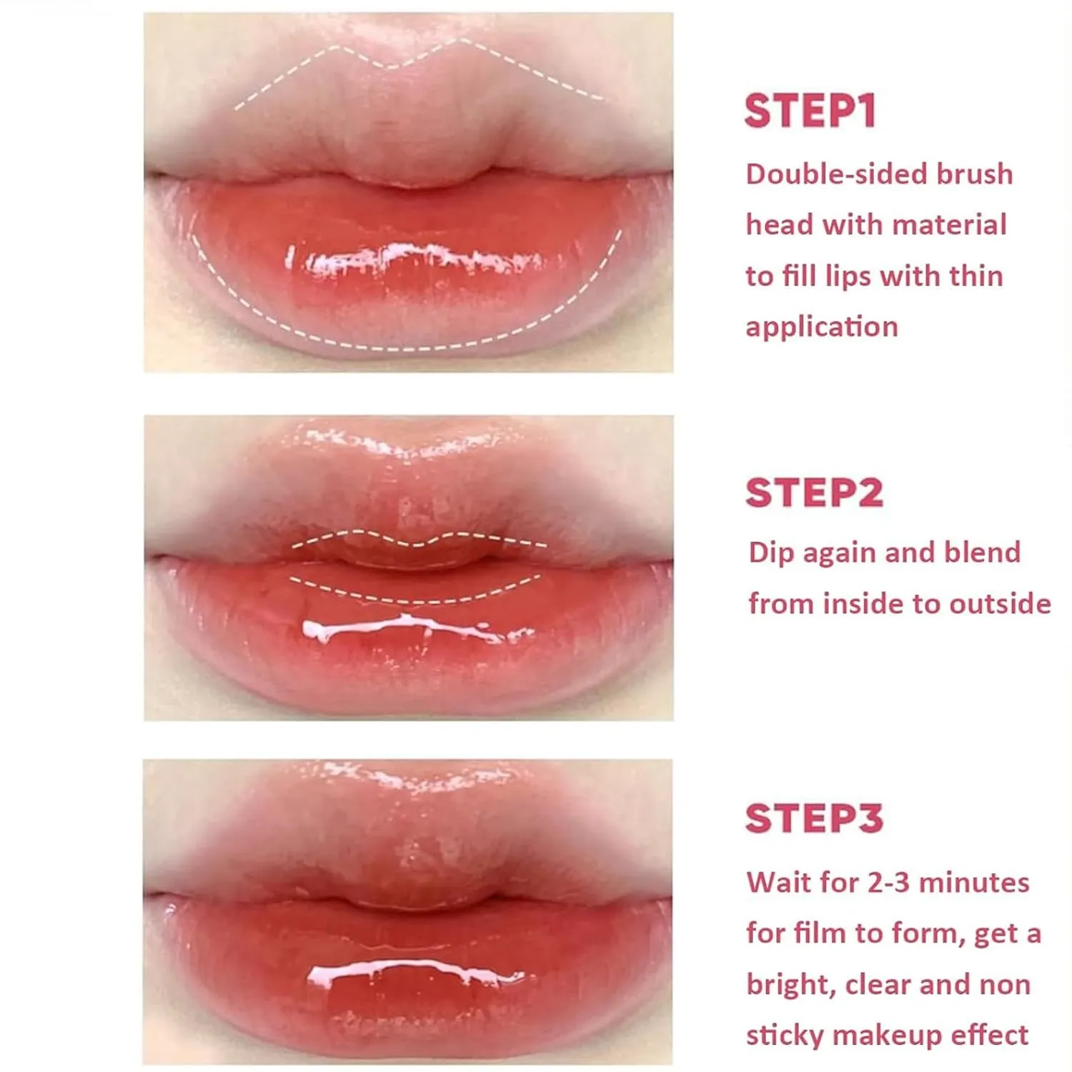 Judy Doll Lip Gloss, Judy Doll Ice Watery Lip Gloss, Judy Doll Lip Gloss Clear, Jelly Moisturizing Light Nonstick Tinted (02#)