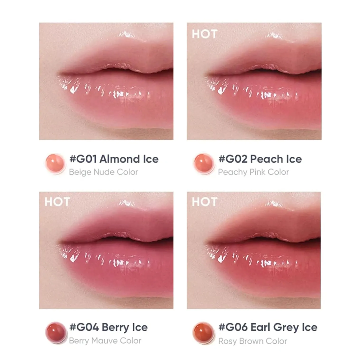 Judy Dolll Watery Essence Lip Glaze,Lip Gloss,Glowy Lipstick, Long-Lasting Lip Stain, Lightweight Lip Tint, 0.14 Fl Oz (G05 Chestnut Ice, 0.14 Fl Oz)