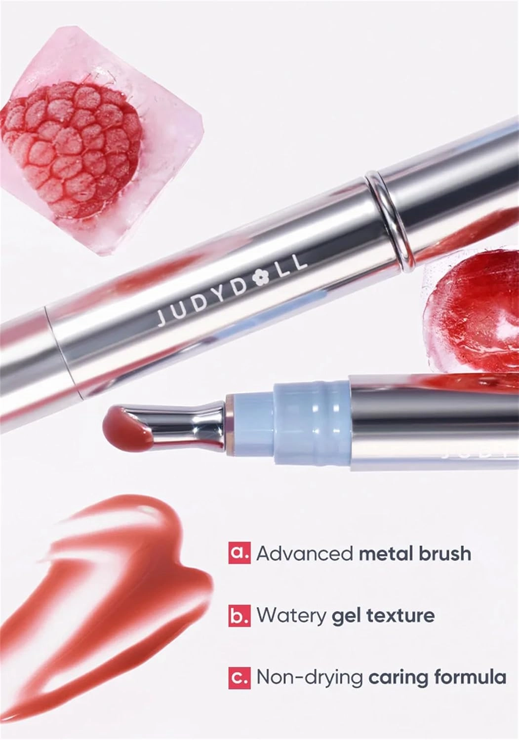 Judy Dolll Watery Essence Lip Glaze,Lip Gloss,Glowy Lipstick, Long-Lasting Lip Stain, Lightweight Lip Tint, 0.14 Fl Oz (G02 Peach Ice, 0.14 Fl Oz)