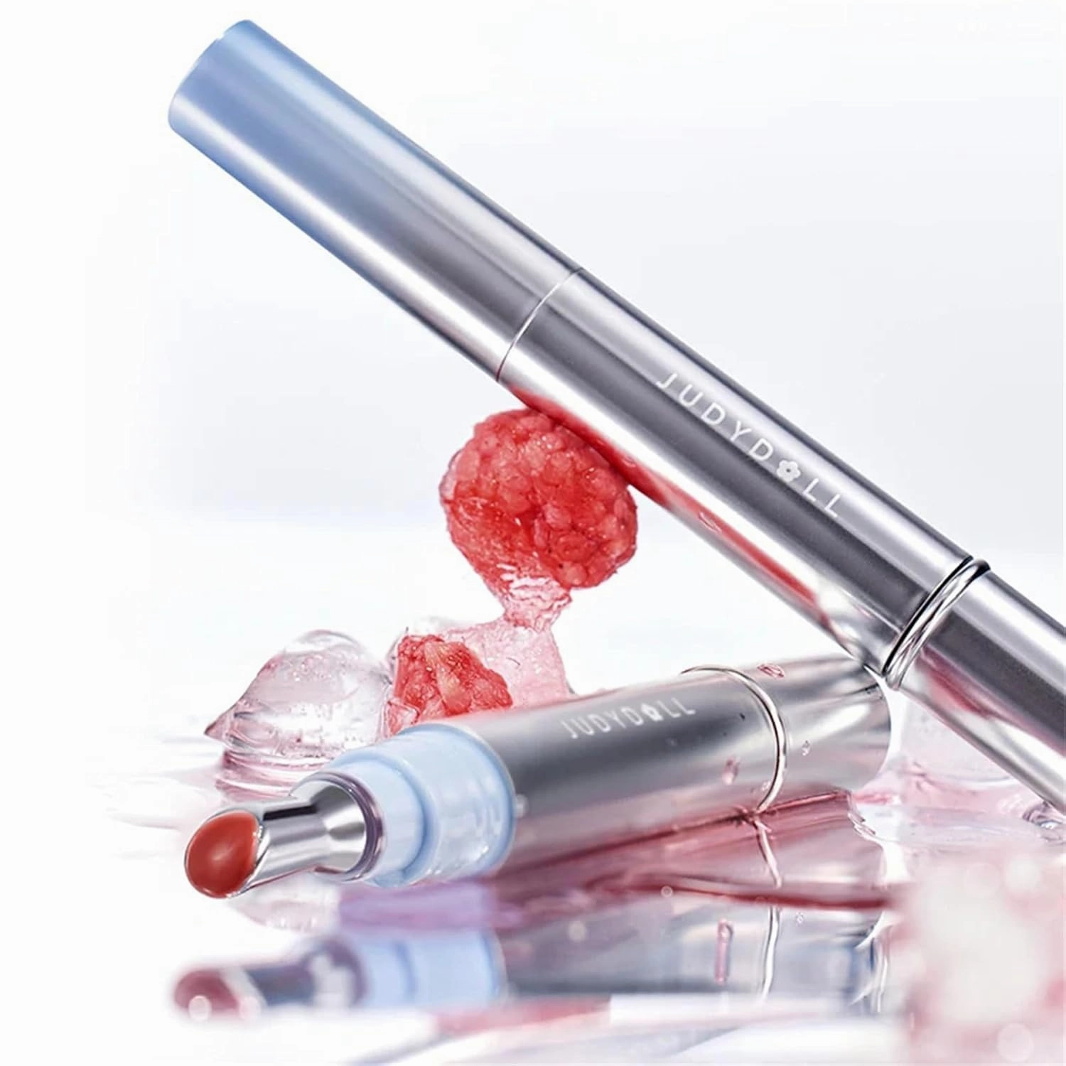 Judy Dolll Watery Essence Lip Glaze,Lip Gloss,Glowy Lipstick, Long-Lasting Lip Stain, Lightweight Lip Tint, 0.14 Fl Oz (G02 Peach Ice, 0.14 Fl Oz)