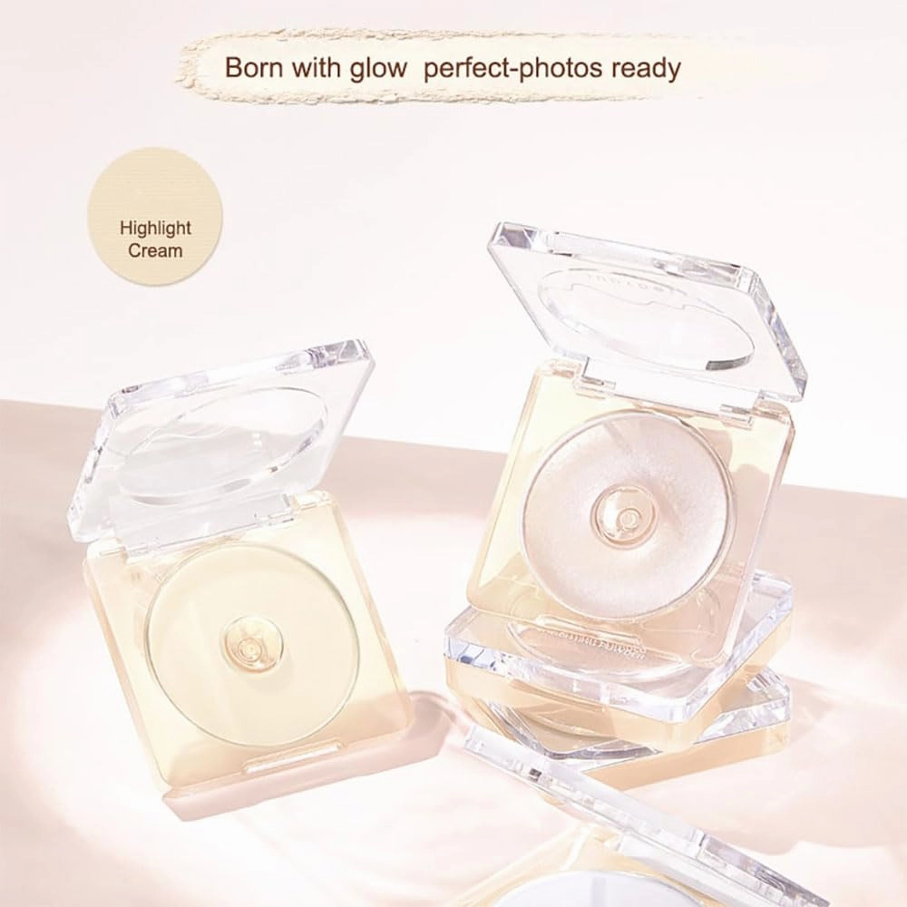JudyDolll Starlight Highlighting Powder, Monochrome Highligher Shine Longlasting Waterproof (#01 Creamly Glow)