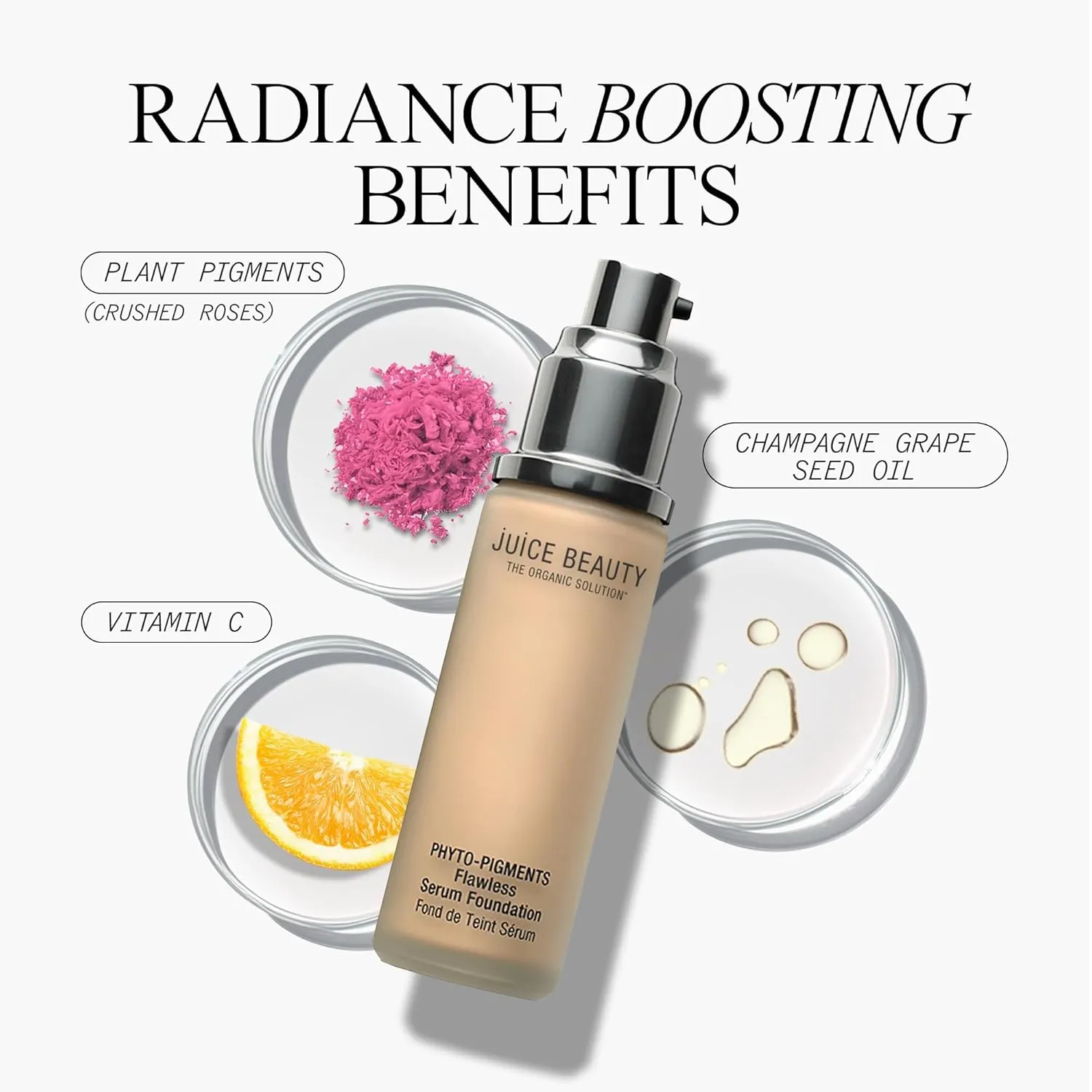 Juice Beauty Phyto-Pigments Flawless Serum Foundation - 20 Golden Tan - 30 mL - Medium-to-Full, Long-Lasting Coverage - Reduces Look of Wrinkles   Pores - Vegan, Cruelty Free