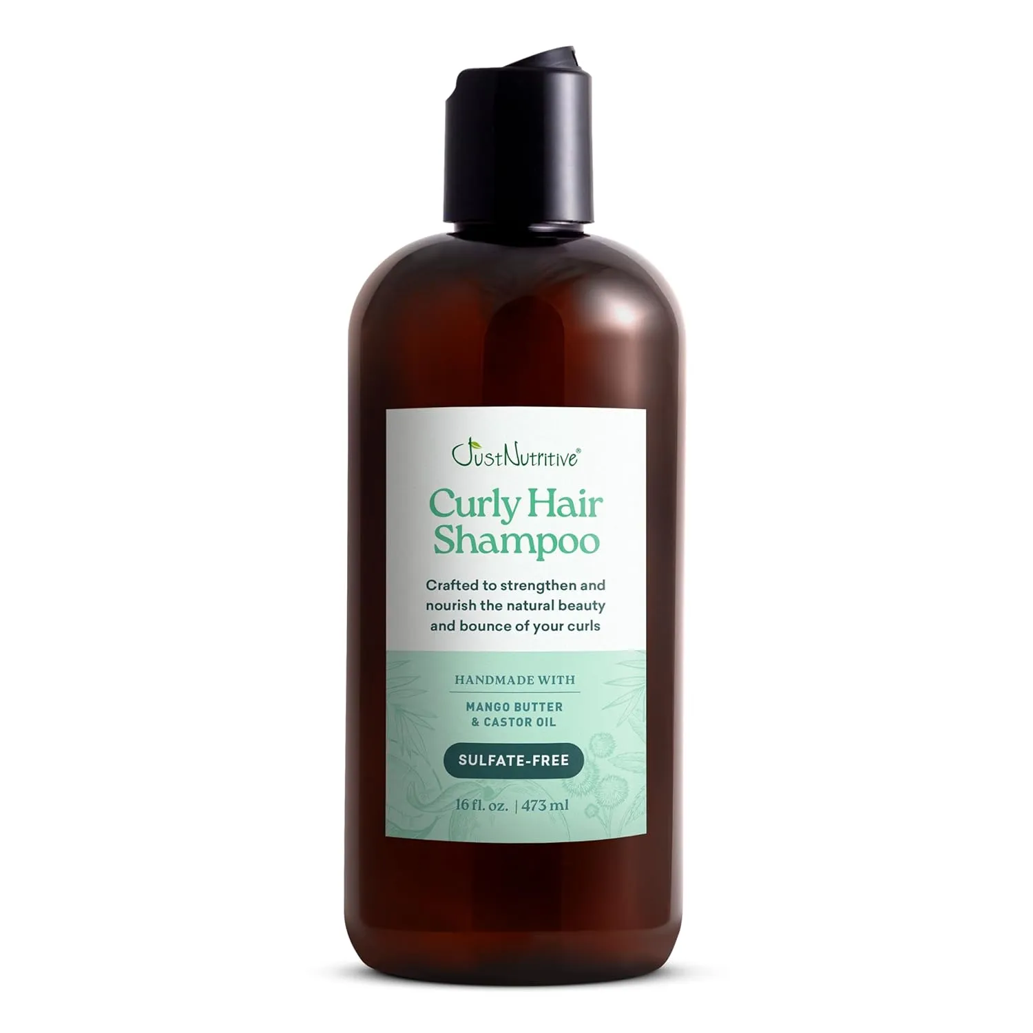 Just Nutritive Shampoo for Curly Hair Sulfate-Free, Hydrating, Frizz Control, Curl Enhancing, Natural Moisturizing Shampoo for Curly, Wavy, and Textured Hair with Aloe Vera & Coconut Oil - 16 Fl Oz.