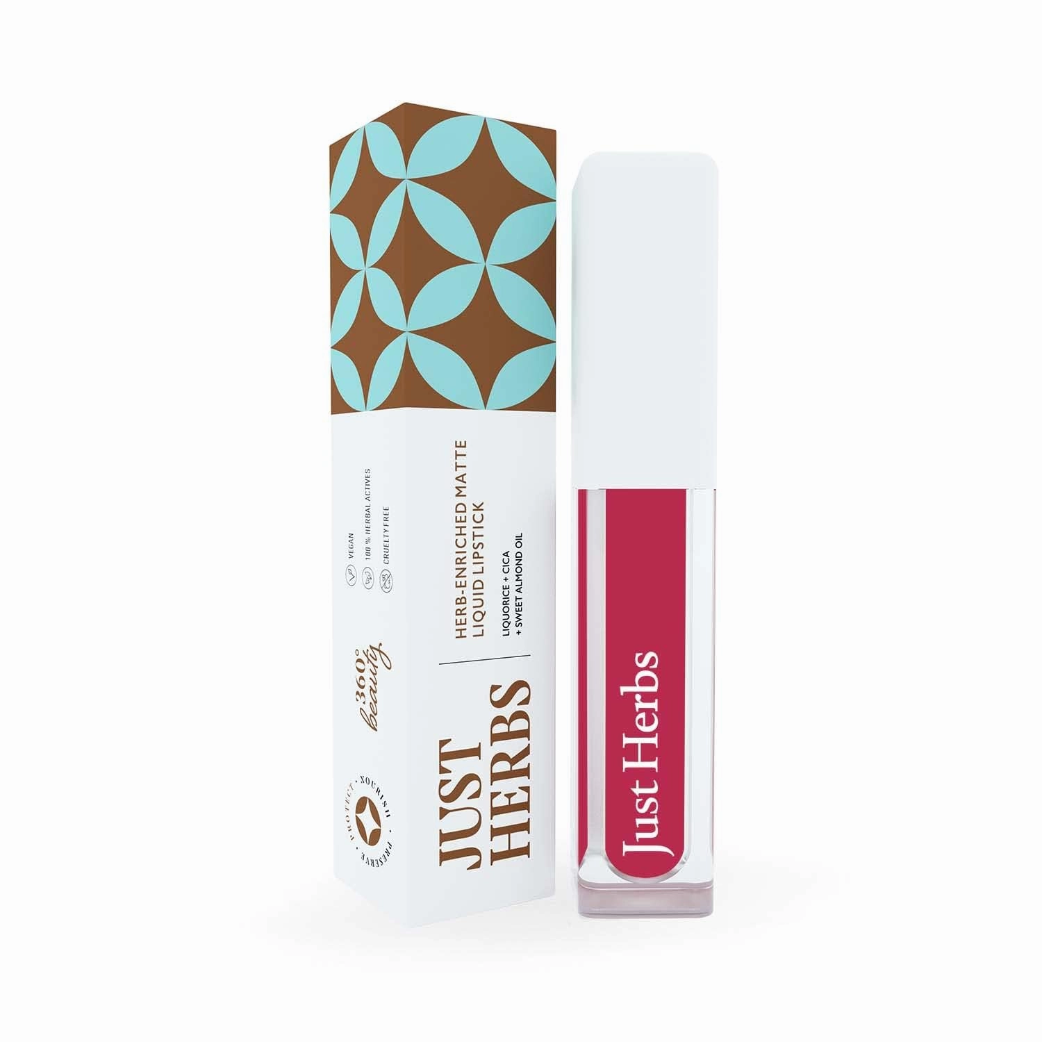 Just Her.bs Ayurvedic Creamy Matte Long Lasting Liquid Lipstick with Liquorice & Sweet Almond Oil - Peony Pink - 2 ml