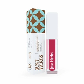 Just Her.bs Ayurvedic Creamy Matte Long Lasting Liquid Lipstick with Liquorice & Sweet Almond Oil - Peony Pink - 2 ml