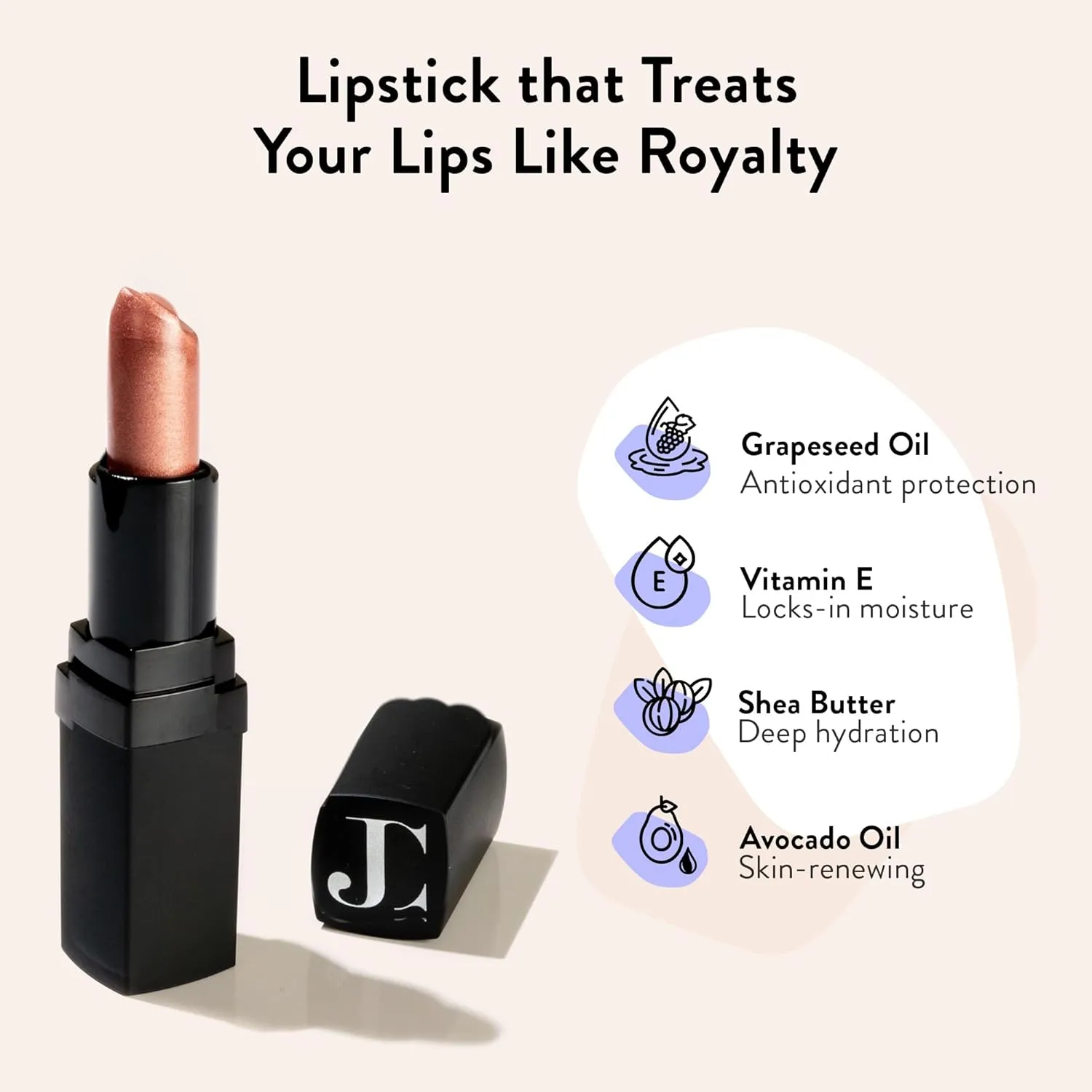 Juwel Cosmetics Frosted Finish Lipstick, Long Wear Moisture-Rich Shades with Natural Minerals, Matte Lipstick Contains Shea Butter, Grapeseed & Avocado Oils, Lead-Free, Cosmo