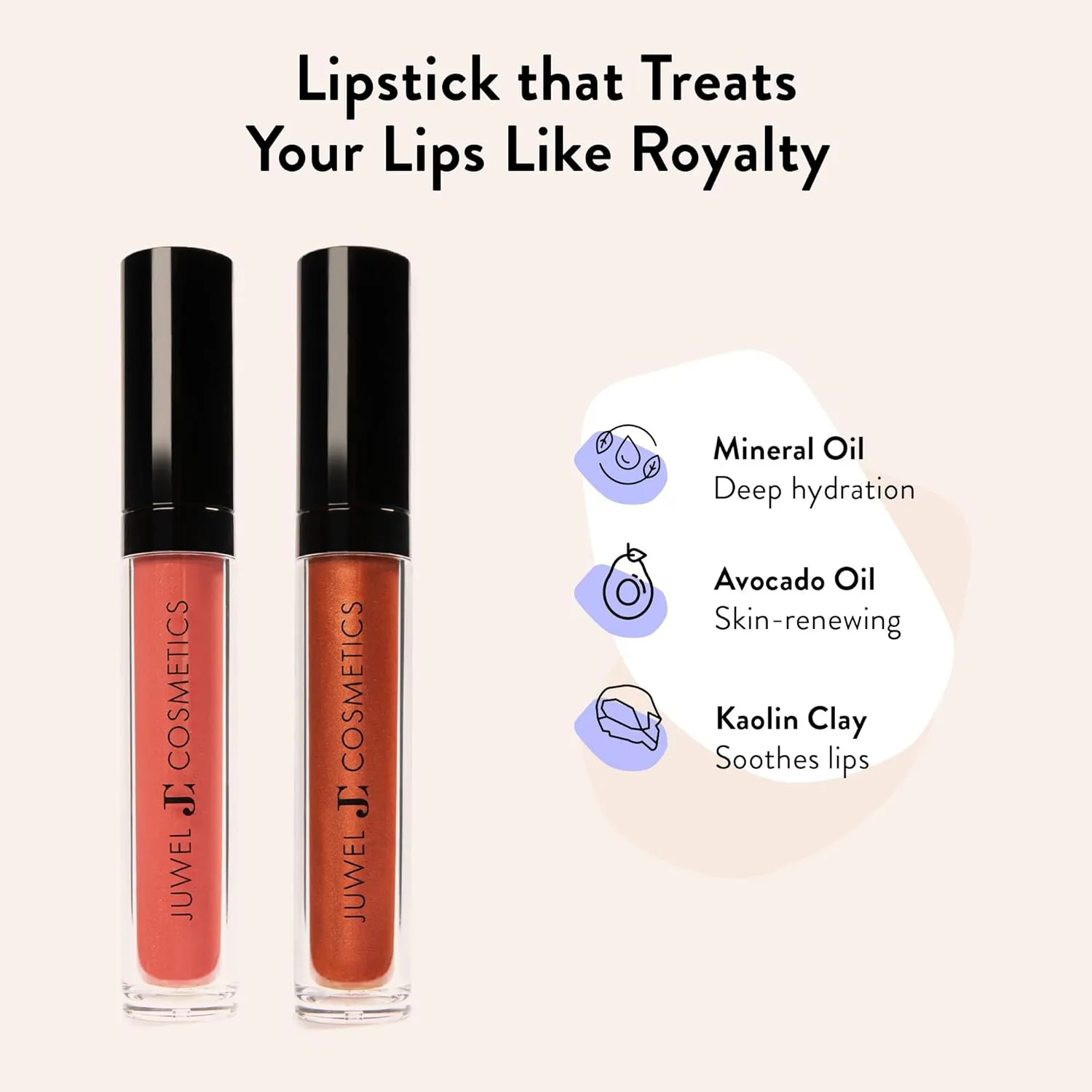 Juwel Cosmetics Luscious Liquid Matte Lipstick, Natural Lipstick with Avocado Oil & Kaolin Clay, Long Lasting Matte Finish, Mineral-Based, Cruelty-Free & Lead-Free Lip Color, Diva