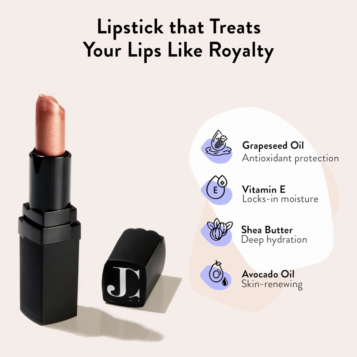 Juwel Cosmetics Frosted Finish Lipstick, Long Wear Moisture-Rich Shades with Natural Minerals, Matte Lipstick Contains Shea Butter, Grapeseed & Avocado Oils, Lead-Free, Gilded