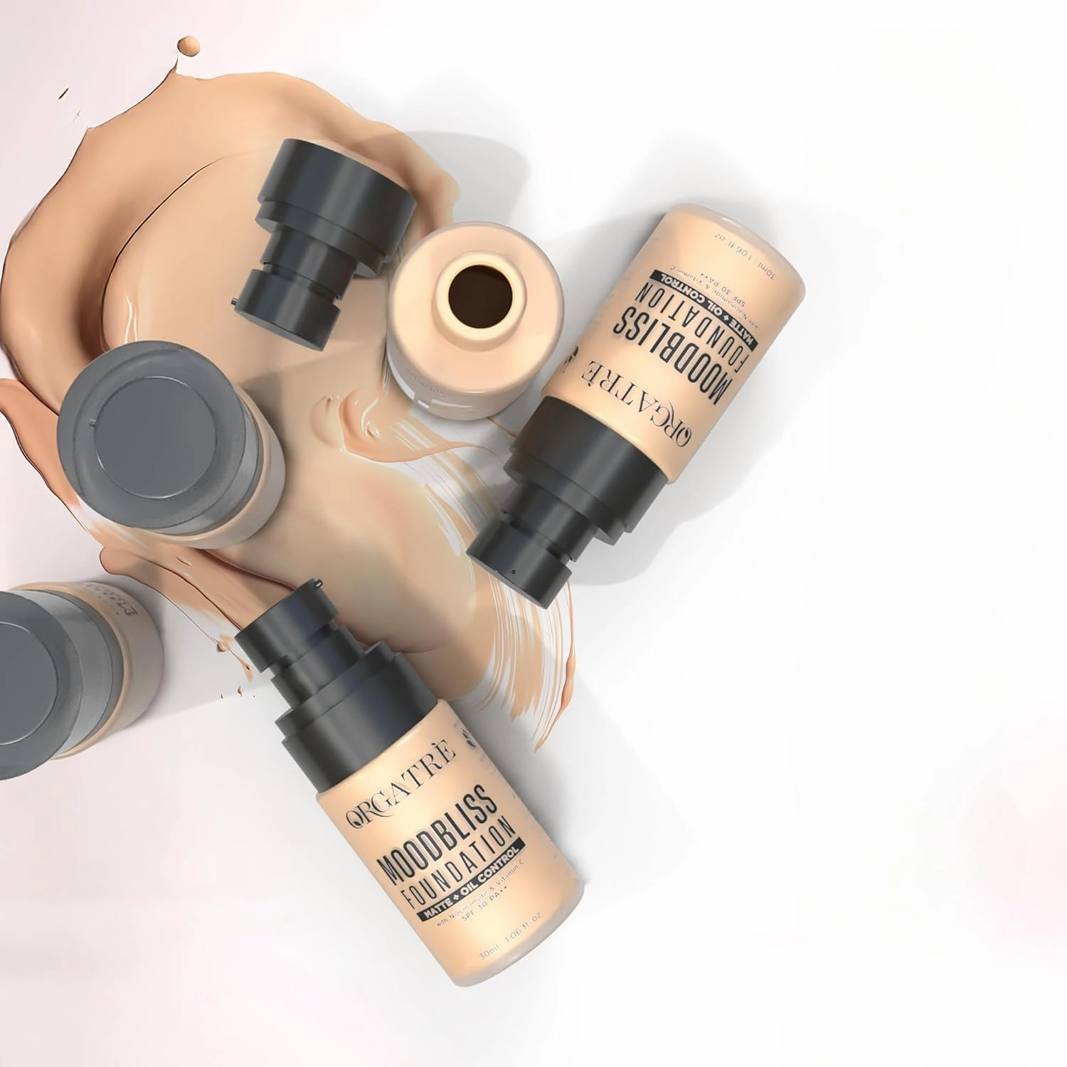jvnx MoodBliss Foundation 30ml | Full Coverage Matte & Dewy Finish | Hydrating & Long-Lasting | Enriched with Vitamin C & Avocado Oil (Beige 238, 30ml)