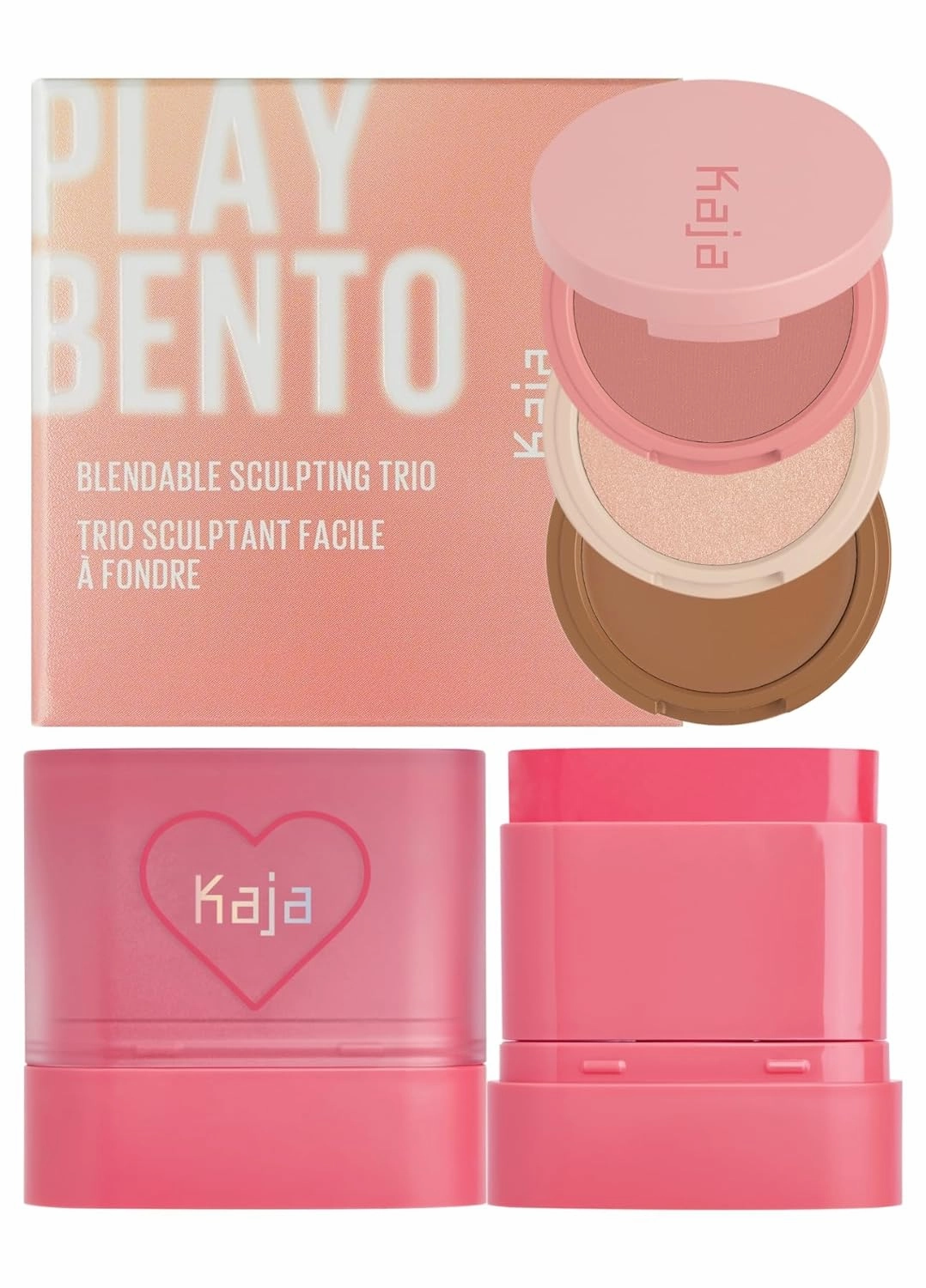 Kaja 3-in-1 Blendable Sculpting Trio - Play Bento 01 Butter Up   Dewy Bar - Creamy Multi-Stick Blusher & Lip Balm 02 Strawberry Sorbet,10g Bundle