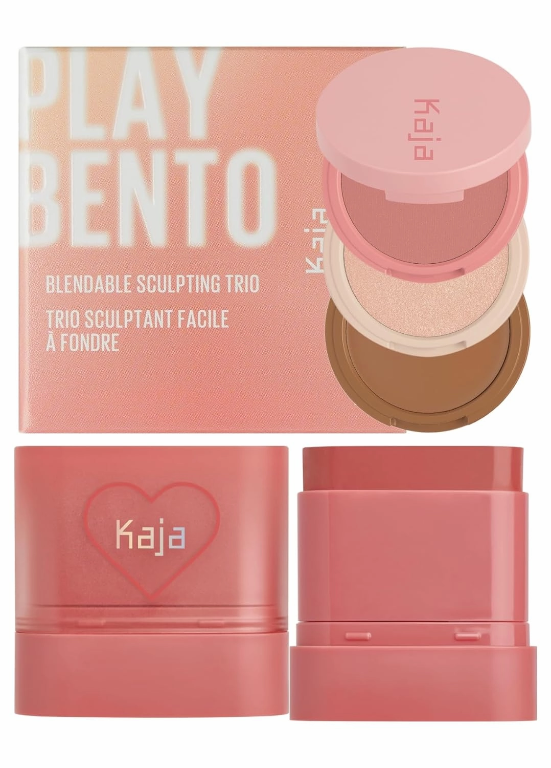 Kaja 3-in-1 Blendable Sculpting Trio - Play Bento 01 Butter Up   Dewy Bar - Creamy Multi-Stick Blusher & Lip Balm 06 Grapefruit Gelato, 10g Bundle