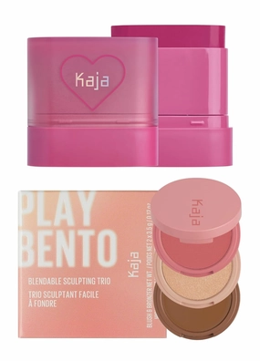 Kaja Dewy Bar (001 Berry Sparkler)   3-in-1 Blendable Sculpting Trio - Play Bento 02 Cloud Latte Bundle