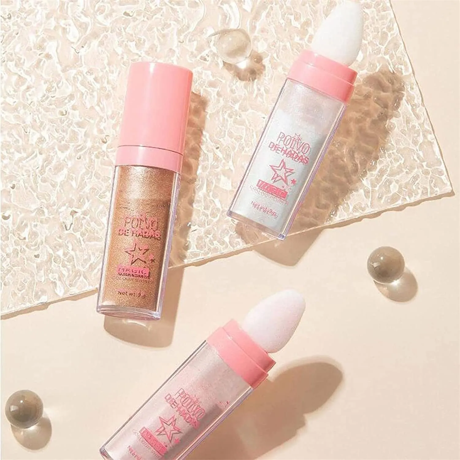 Kayswang Body Glitter Powder Stick Face highlights Shimmer Face and Body Highlighter Powder with Sponge Head, Magic Colour Shiner Powder for Face Body, Arms, Collarbones and Leg (3PC)