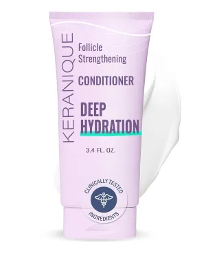Keranique Hydrating Deep Conditioner for Dry Damaged Hair - Deep Hydration Hair Conditioner for Women with Keratin - Intense Hydrator for Repairing Natural Moisture on Dry, Frizzy, Thin, Damaged Hair